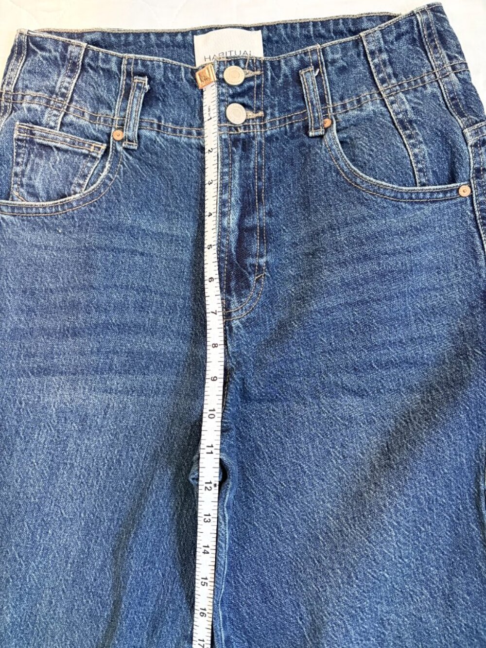HABITUAL Cargo Extra Wide Leg Dark Wash Jeans - Size 6/28 - Picture 6 of 7